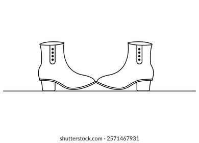 Shoe continuous single line icon design with editable Stroke.