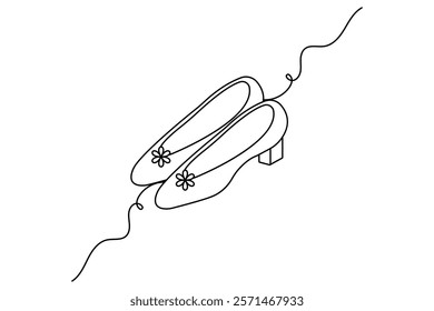 Shoe continuous single line icon design with editable Stroke.
