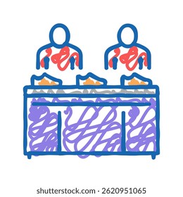shoe conveyor control workers doodle icon sketch vector. shoe conveyor control workers sign. isolated symbol illustration
