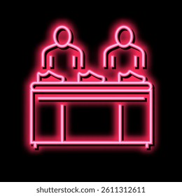 shoe conveyor control workers neon light sign vector. shoe conveyor control workers sign. isolated symbol illustration