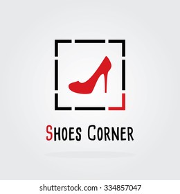 Shoe Corner Shop. Flat design vector illustration. Online shopping & E-commerce.