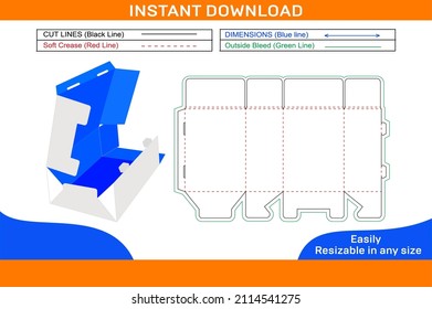 Shoe cover Bottom snap lock box dieline template and 3D vector file