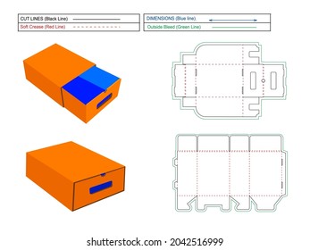 Shoe cover box set without glue and with holding notch perfect Dieline template 