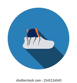 Shoe Covers Icon. Flat Circle Stencil Design With Long Shadow. Vector Illustration.