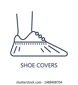 Shoe covers icon. Protective medical covers. Sign isolated on white. Vector illustration in line style