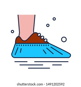 Shoe covers icon. Protective medical covers. Sign isolated on white. Vector illustration in line style