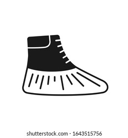 Shoe covers icon. Protective medical covers. Isolated sign. Vector illustration in black style on white background