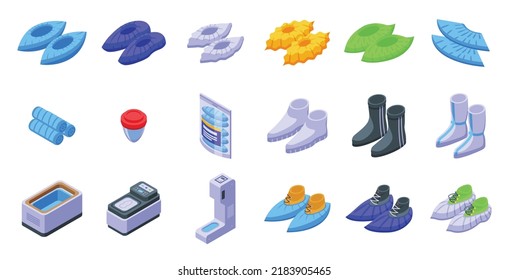 Shoe covers icons set isometric vector. Footwear protection. Medical shoe