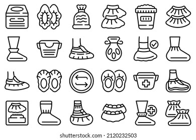 Shoe covers icons set outline vector. Hospital protection. Medical footwear