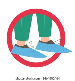 Shoe covers. Sign. Vector illustration in flat and cartoon style
