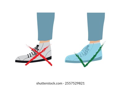 Shoe covers. Use shoe covers. Protective medical covers against dirt, bacteria and viruses. Vector illustration isolated on white.