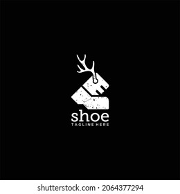 shoe, Creative logo design incorporating shoe symbols and deer antlers. Suitable for brand shoes or t-shirt shops etc