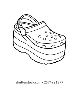 A shoe with a croc on it coloring page