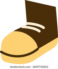 A shoe is depicted in a flat, minimalist style with muted tones and simple lines.  The footwear is presented as a basic, uncomplicated image in a cartoonish manner. Cartoon vector illustration