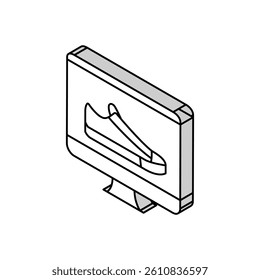 shoe design computer screen isometric icon vector. shoe design computer screen sign. isolated symbol illustration