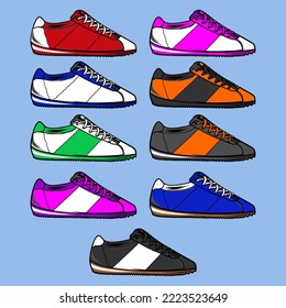 Shoe design concept with many contemporary colors