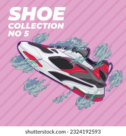 Shoe Design Illustration with wind effects collection