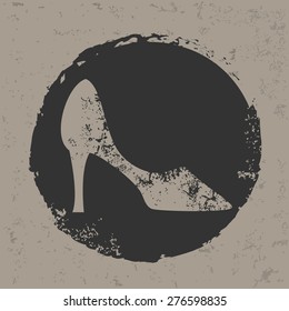 Shoe design on grunge background, grunge vector