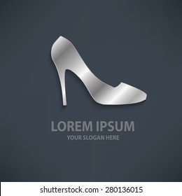 Shoe design,logo template,silver design on dark background,clean vector