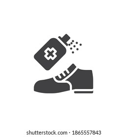 Icono del vector del spray desinfectante de zapatos. signo plano relleno para concepto móvil y diseño web. Zapatos sanitizan el icono de glifo. Símbolo, ilustración del logotipo. Gráficos vectoriales