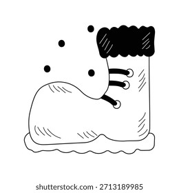 Icono del doodle del zapato con el Vector del fondo blanco