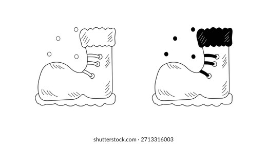 Shoe doodle set icon with white background vector stock illustration