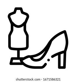 Shoe And Dummy Icon Vector. Outline Shoe And Dummy Sign. Isolated Contour Symbol Illustration