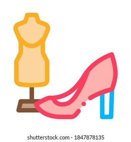 Shoe And Dummy Icon Vector. Outline Shoe And Dummy Sign. Isolated Contour Symbol Illustration