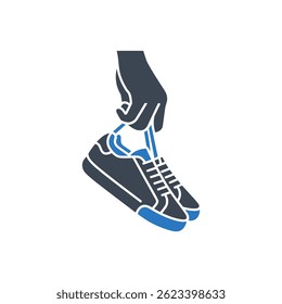 Icono de asistencia de ajuste de zapatos aislado sobre fondo blanco