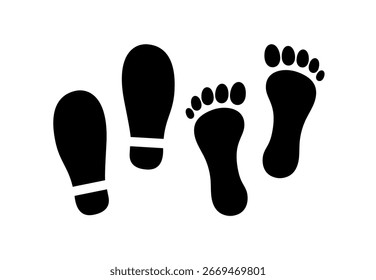 Schuhfuß und Stiefelabdrücke, Vektor