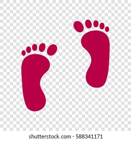 Shoe foot print. Vector. Bordo icon on transparent background.