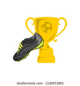 Shoe football dark gray and trophy ball