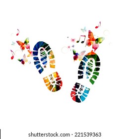 Shoe footprint design with butterflies