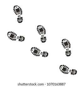 Shoe footprints on white background