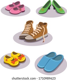 calzado de zapatos chicos usan ilustración vectorial arte lindo