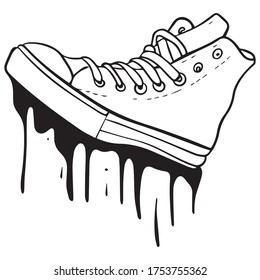 diseño gráfico de zapatos ilustración vectorial, icono, esbozo de dibujo de arte, patrón de fondo, dibujo a mano, uso en impresión