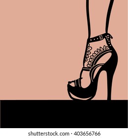 Shoe with high heel