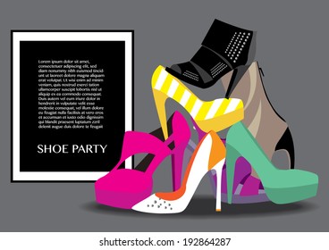 shoe high heel colorful vector