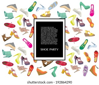 shoe high heel colorful vector / pattern vector