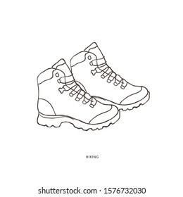 Sapato para caminhadas. Ilustração vetorial de arte em linha.