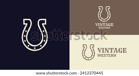 Shoe Horse for Country, Western, Cowboy Ranch applied for western Texas farm logo design presented with multiple background colors and it is suitable for farmhouse logo design inspiration template ストックフォト © 