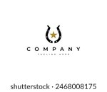 shoe horse horseshoe with golden star logo design
