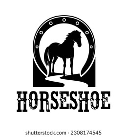 shoe and horse logo template, horse and shoe logo vector