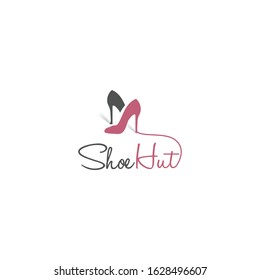 Shoe hut vector logo design. Creative logo design concept for shoe store. Fashion and Feminine logo design template.