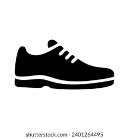 Shoe icon. Black shoe silhouette symbol on white background. Vector illustration.