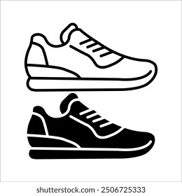 Shoe icon. Black shoe silhouette symbol on white background. Vector illustration.