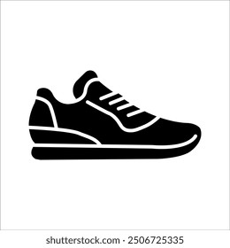 Shoe icon. Black shoe silhouette symbol on white background. Vector illustration.