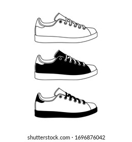 shoe icon. Black and white sports shoes