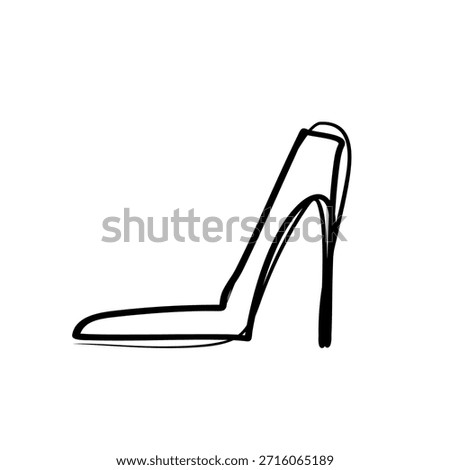 Shoe icon, casually drawn with a brush. Women's footwear logo, isolated.