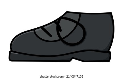 Icono de zapato coloreado de la ilustración del vector del doodle dibujado a mano. Aislado sobre un fondo blanco. Elemento para etiqueta, embalaje, libro, mercancía, sitio web, logotipo, impresión.
